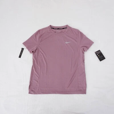 Nike Women Dri-FIT Miler Running Top Mesh Fabric AT4196-515 Dusty Mauve Size M - Image 1 of 4