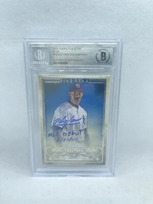 Aroldis Chapman 2016 Topps Five Star Beckett Auto 1/1 RARE MLB DEBUT INSC. - Image 1 of 2