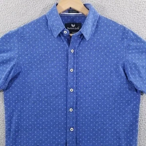 Camisa de tela Butter para hombre mediana algodón helado azul estampado de ancla ajuste regular flexible - Imagen 1 de 12