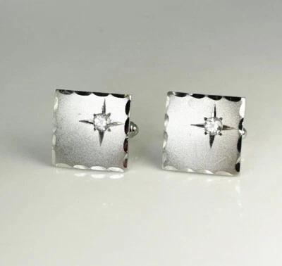 Sterling Silver Men's CZ Cuff Links Stamped Sterling M - Image 1 of 3