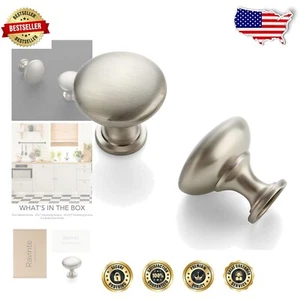 Elegant 25-Pack Round Zinc Cabinet Knobs in Brushed Nickel - Ambidextrous Design - Picture 1 of 10