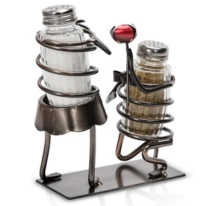 Made Easy Kit Salt and Pepper Couple Glass Shaker Set and Rack - Includes 2 Jars - Picture 1 of 18