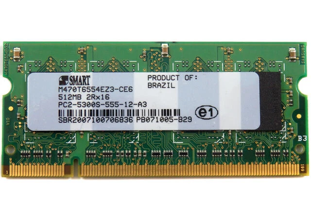 IBM Lenovo 512MB DDR2 PC2-5300 CL5 SODIMM Laptop Memory Module 40Y8402 - Image 1 of 2