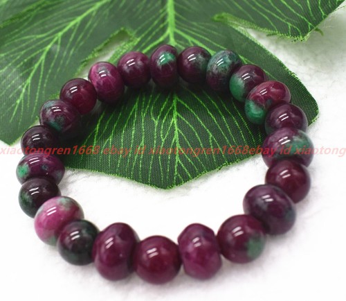 VALENTINO Grazioso Bracciale Gemme Rosse Verdi Naturali In Zoisite Perline Rotonde & Rondelle 7 5 pollici