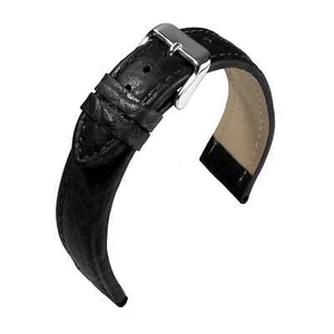 Uhrenarmband Klassisch Rindsleder Schwarz von Eulit - 18, 20, 22, 24 mm - Picture 1 of 1