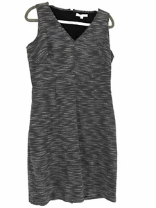 $140 Banana Republic Tweed Sheath Dress Gray Sleeveless V-Neck Lined Size 12 - Picture 1 of 6