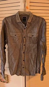 Armani Exchange Gray Button-down Shirt Collar Plaid Shirt Long Sleeve - Picture 1 of 6