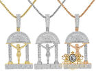 Real Silver Crucified Jesus Piece Heavens Gate Simulated Diamond Pendant Charm