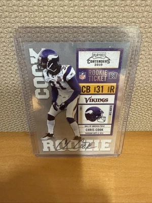 2010 Playoff Contenders Rookie Ticket Chris Cook #114 Auto RC Vikings - Image 1 of 2