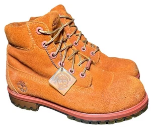 TIMBERLAND 6 INCH LIMITED EDITION BOOTS- ORANGE GREAT COND!! Size 6 NO BOX - Picture 1 of 10