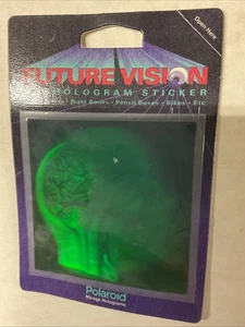 1993 Skull / Brain Polaroid Future Vision Hologram Sticker Sealed Card SEE PHOTO - Picture 1 of 3
