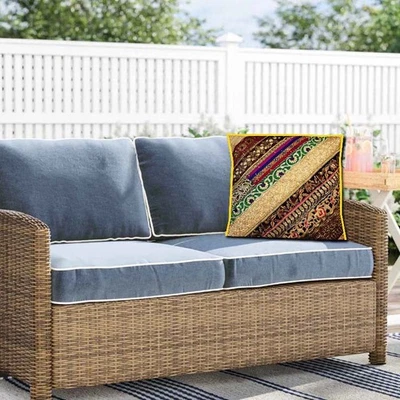 30" INDIA HOME DÉCOR ART SARI BEADED SEQUIN THROW FLOOR BED CUSHION PILLOW COVER - Image 1 of 4