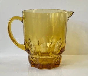 Hazel Atlas Reflection Amber Pitcher thumbprint 6.5" heavy glass - Picture 1 of 7