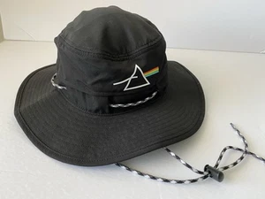 NWT Pink Floyd Branded Floppy Wide Brim Pool Hat Black Pyramid Logo Draw String - Picture 1 of 5