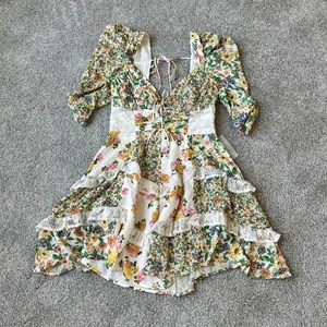 For Love and Lemons Rosalyn Mini Dress Size Small Cottagecore Floral Boho Party - Picture 1 of 13