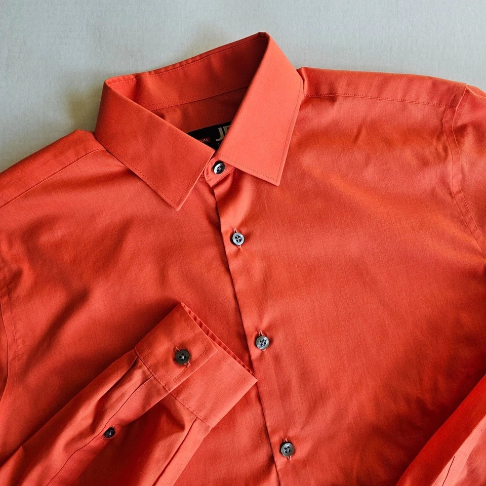 Camisa de vestir J. Ferrar con botones naranja para hombre ajustada talla M 15-15 1/2 32-33 Foto 1 de 4