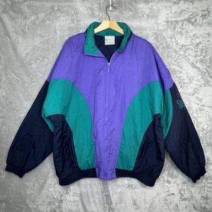 Vintage Adidas Jacke Herren XL Lila Grün Windbreaker Colorblock Trefoil 90s - Bild 1 von 14
