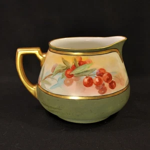 Limoges Guerin Apfelwein Krug 6 1/8" hoch handbemalt rote Kirschen 1900-1932 - Bild 1 von 21