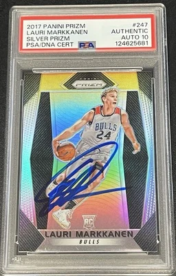 Prizm Silver Prizm Rookie #247 PSA 10 auténtico automático firmado por Lauri Markkanen 2017 Foto 1 de 2
