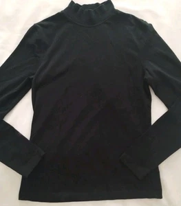 EUC DAMEN CROFT & BARROW SCHWARZ MOCK NECK ROLLKRAGEN PULLI STRETCH TOP GRÖSSE S - Bild 1 von 5
