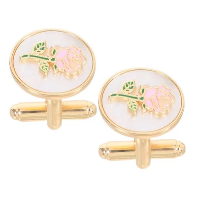  1 Paar Manschettenknöpfe mit Rosenblüten: Manschettenknöpfe für Damenkleidung – - Bild 1 von 4