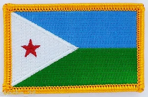 PATCH AUFNÄHER STICKEREI FLAGGE DSCHIBUTI ABZEICHEN THERMOAUFKLEBER NEU FLAG PATCHE - Bild 1 von 1
