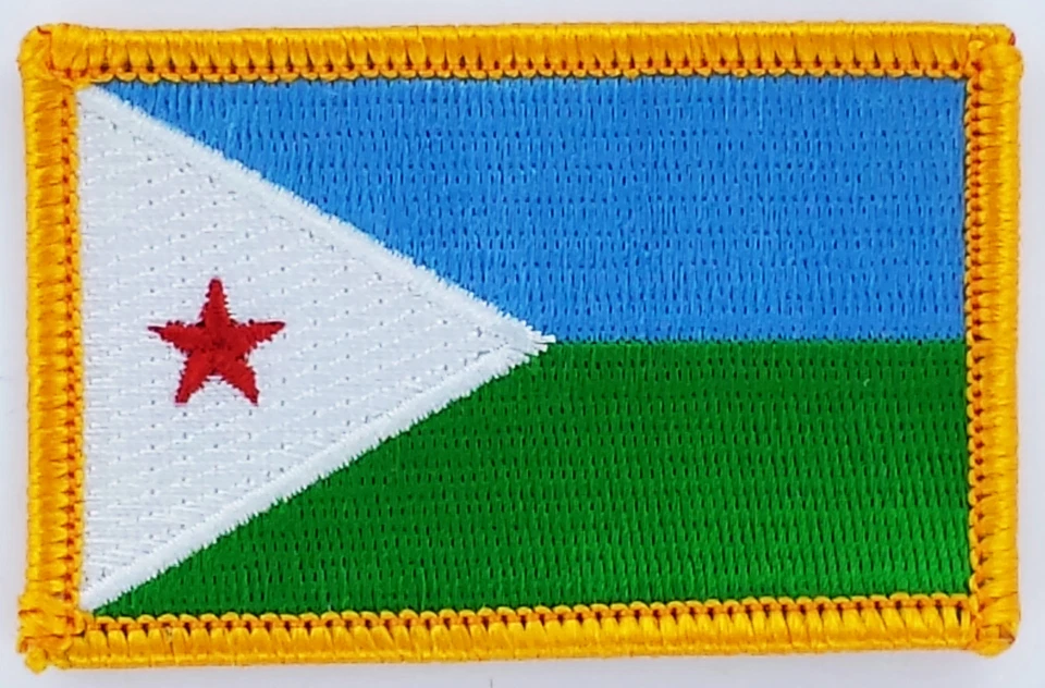PATCH ECUSSON BRODE DRAPEAU DJIBOUTI INSIGNE THERMOCOLLANT NEUF FLAG PATCHE - Photo 1/1