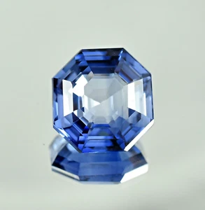 AAA natürlicher makelloser Ceylon blauer Saphir 8,80 ct Asscher-Schliff loser Edelstein - Bild 1 von 6