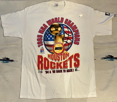 Vintage 1995 Houston Rockets NBA Champions T Shirt Mens XL Back To Back 94 Cover