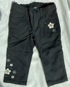 Gymboree Girls Size 4 Black Pants Embroidered Flowers - Picture 1 of 7