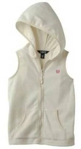 Girls Vest Fleece Hooded Chaps White Zip Up Front Sleeveless NEW $45-size 16 - Picture 1 of 5