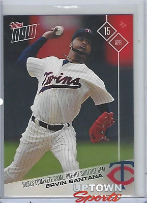 2017 Topps Now #49-Ervin Santana- Juego completo Hurls, gema de cierre de un solo éxito Foto 1 de 2