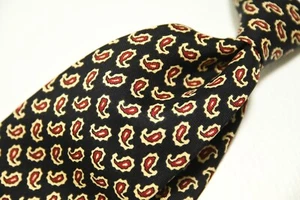 Corbata de seda formal de colección ancha * POLO RALPH LAUREN * negra roja cachemira ordenada hecha a mano - Imagen 1 de 5