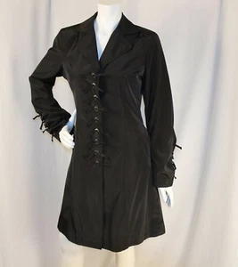 BETSEY JOHNSON Black Solid Polyester Women Lace Up Dress Jacket Size S - Picture 1 of 12