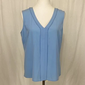 Blusa St. John in seta blu con scollo a V senza maniche taglia 12 - Foto 1 di 5