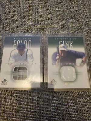 NICK FALDO & STEWART CINK TOURN. USED SHIRT RELICS - 2001 SP AUTH. TOUR SWATCHS - Image 1 of 4