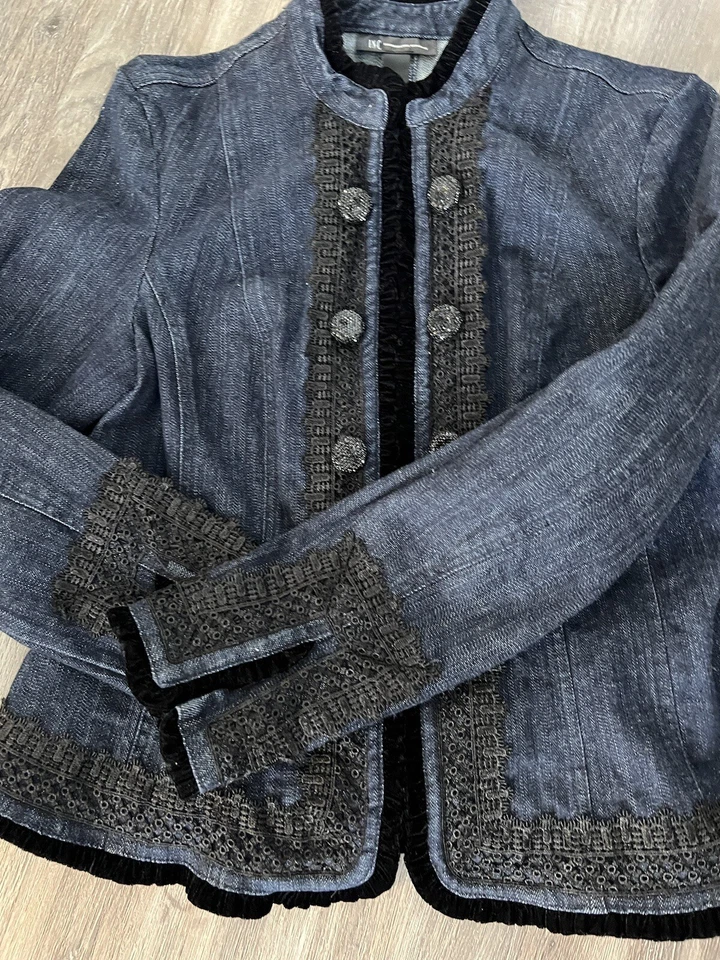 Chaqueta Denim INC Detalles Vintage Cierre Gancho Mujer Talla Grande Foto 1 de 4