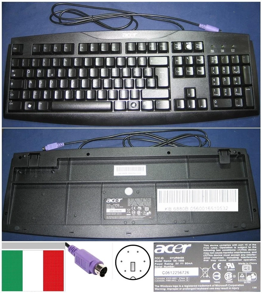 Tastiera qwerty Italiana Acer SK-1688 SK1688,KB.6880B.056,KB6880B056 Porta USB - Immagine 1 di 1