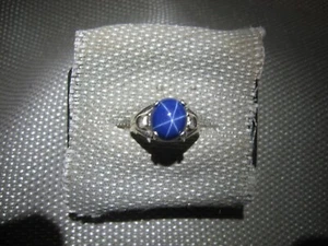 12X10MM KORNBLUME SIGNIERT LINDE STERN SAPHIR RING .925 STERLINGSILBER GRÖSSE 10? - Bild 1 von 6