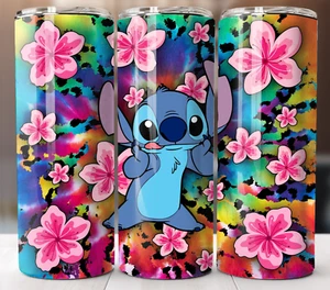 Stitch Floral 20oz Tumbler Insulated Stainless Travel Mug Cup Straw Lid - Picture 1 of 11
