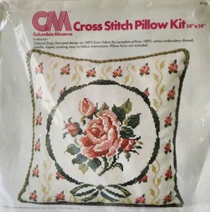 Vintage Sealed Columbia-Minerva Cross Stitch Pillow Kit 14" x 14" - Picture 1 of 2