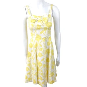 Marc Jacobs Bow Sundress Womens 2 Yellow White Floral Tank Top Sleeveless Cotton - Picture 1 of 10