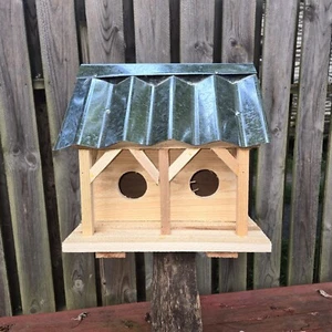 Cedar Purple Martin Bird House Handmade 2 Unit Metal Roof Removable back - Picture 1 of 4