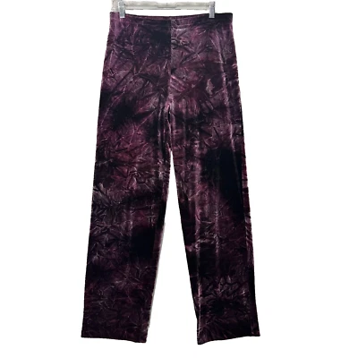 Pantalones de terciopelo vintage años 90 púrpura tie dye talla M cintura elástica Y2K pierna recta Foto 1 de 4