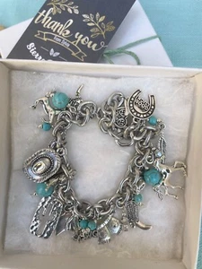Western Cowgirl Charm Bracelet.  New Handmade. Gift Boxed. - Picture 1 of 11