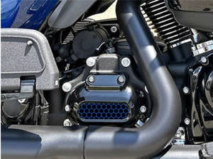 Inserto de cubierta de transmisión M8 patrón hexagonal azul. Motores Harley M8 18-23 - Imagen 1 de 6
