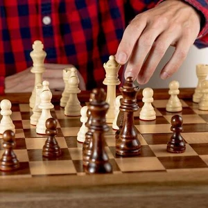 Large Chess Wooden Set Folding Chessboard Pieces Wood Board Chess Board - 29cm - Picture 1 of 23