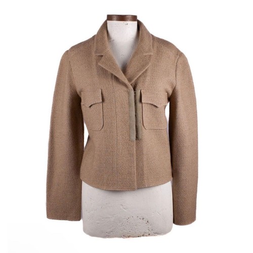 GIACCA CHANEL PRE AUTUNNO 1999 VINTAGE BEIGE LANA ALPACA TWEED CROPPED tg 40