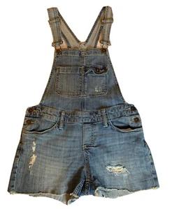 Mossimo Denim Overalls Women’s Size XS Shortalls Bib Raw Hem Frayed Distressed - Picture 1 of 9
