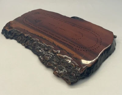 Cribbage Board Myrtlewood Live/Raw/ Natural Edge Handmade Set W/pegs - Image 1 of 4